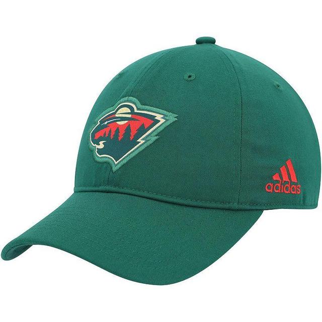 Mens adidas Green Minnesota Wild Primary Logo Slouch Adjustable Hat Product Image