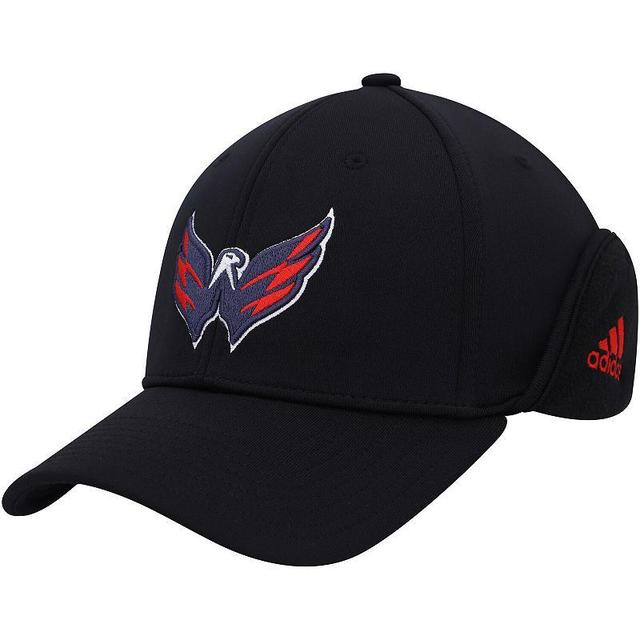 Mens adidas Black Washington Capitals Earflap Flex Hat Product Image