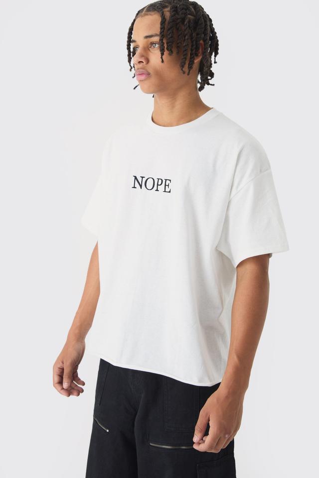 Oversized Boxy Nope Embroidered T-Shirt | boohooMAN USA Product Image