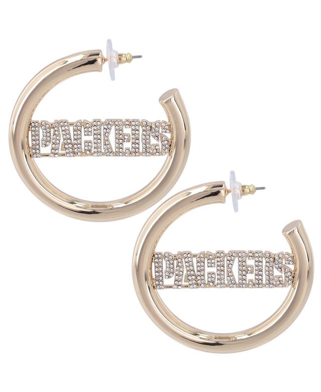 Womens Gold Green Bay Packers Team Hoop Earrings Product Image