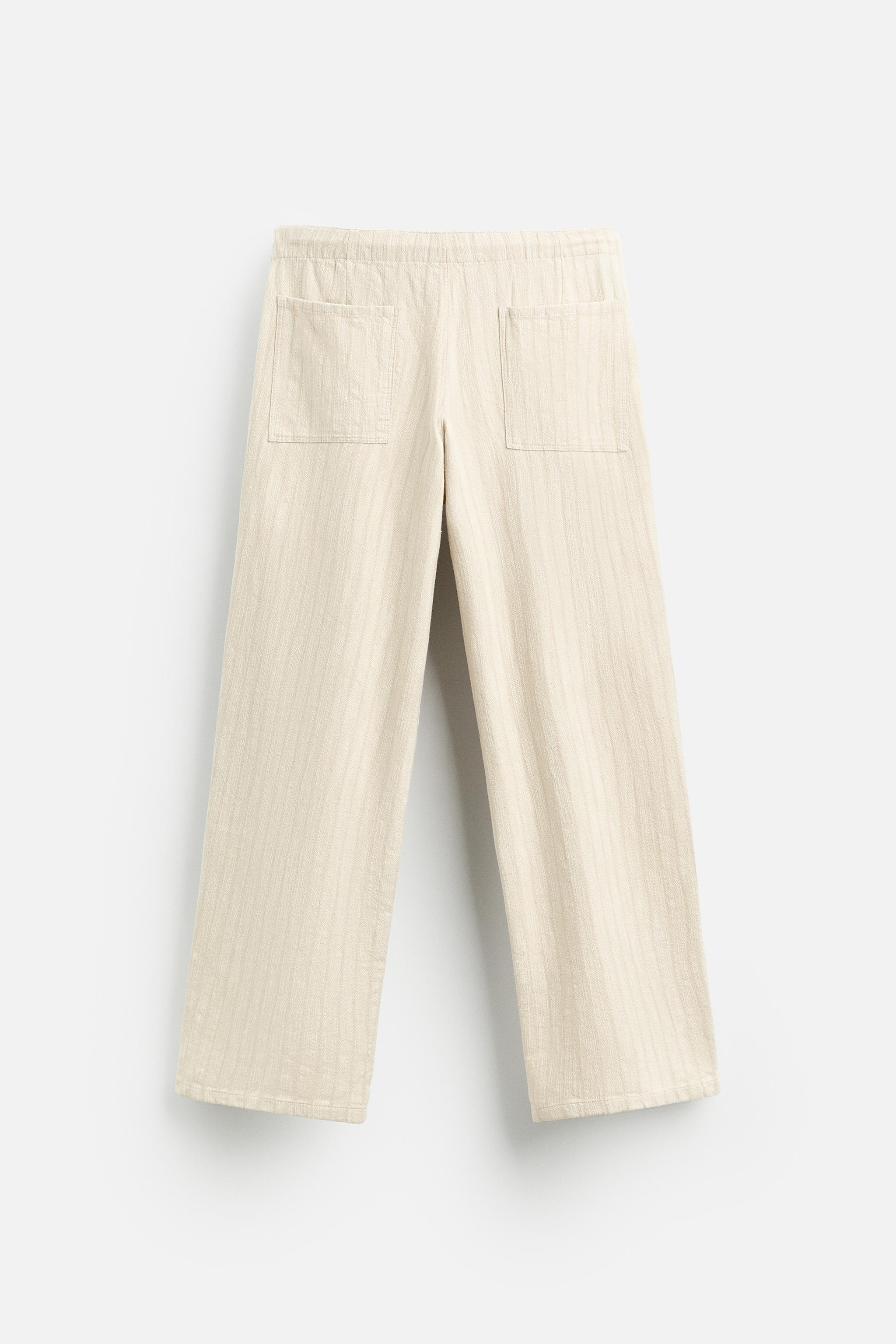 STRIPED TEXTURED PANTS Product Image