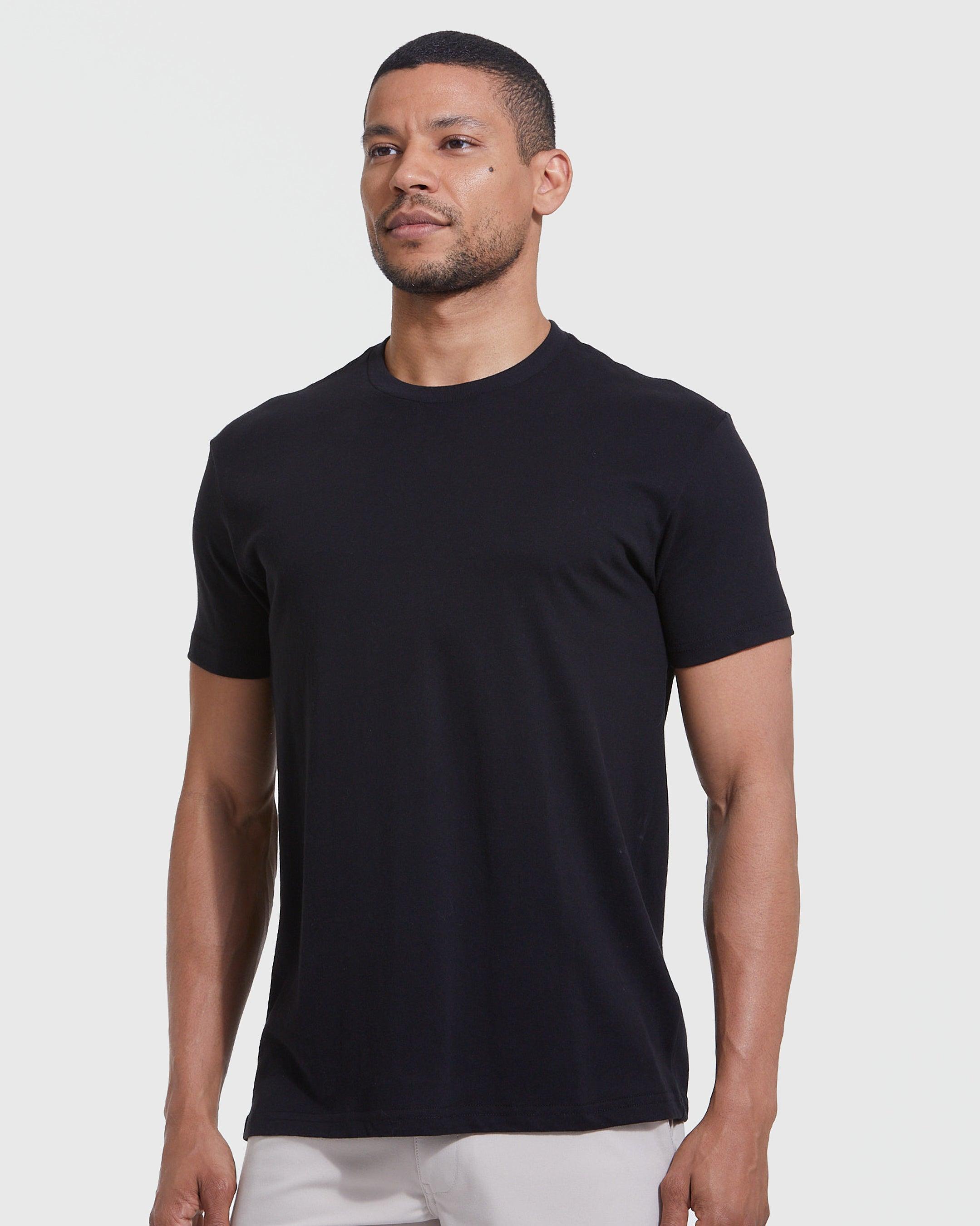 True Classic Men's All Black Classic Short Sleeve Crew Neck T-Shirt 3-Pack Male Product Image