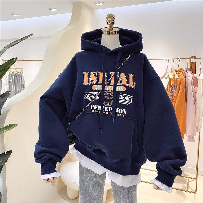 Lettering Loose Fit Hoodie Product Image