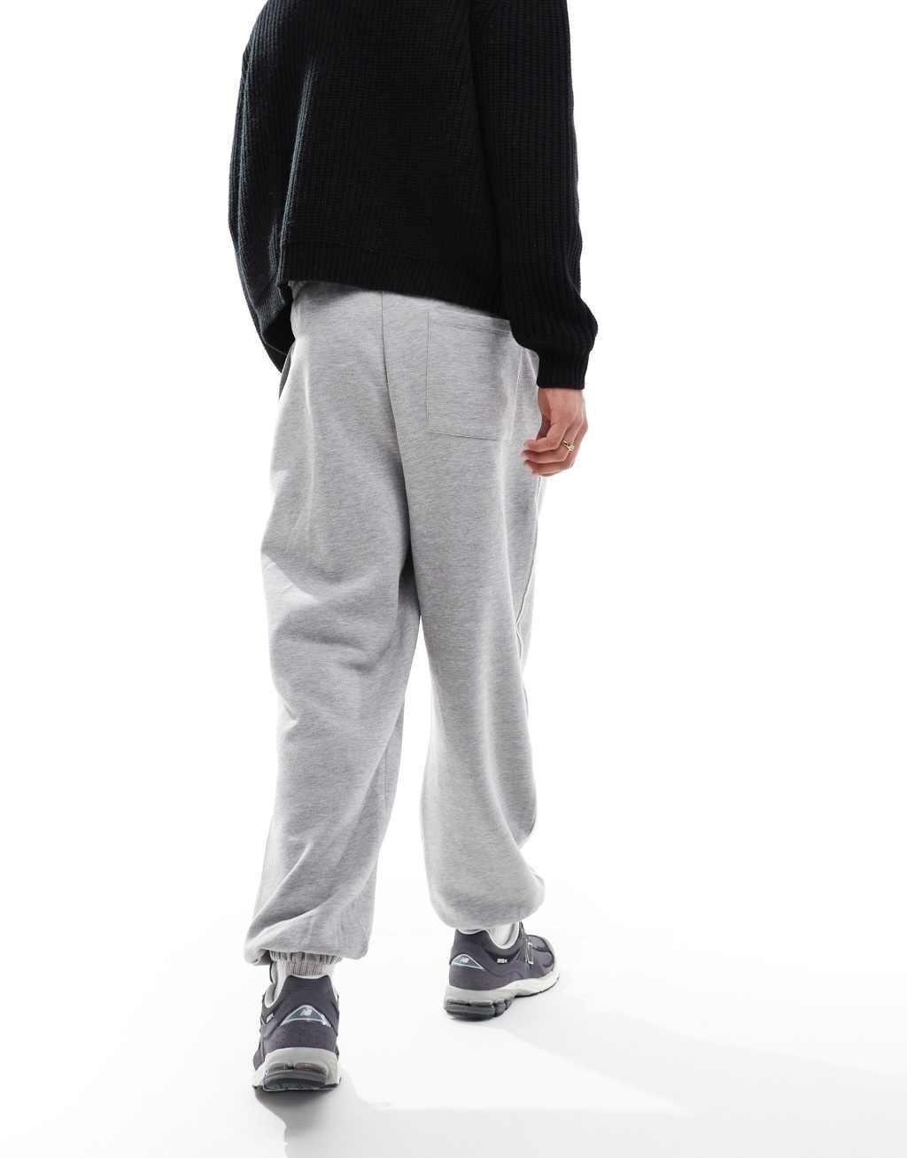 ASOS DESIGN oversized sweatpants with piping in gray heather Product Image