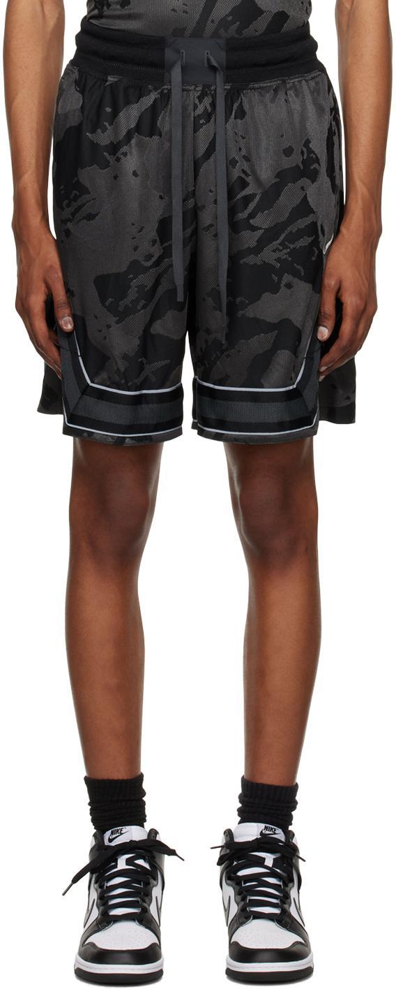 Black & Gray Embroidered Shorts Product Image