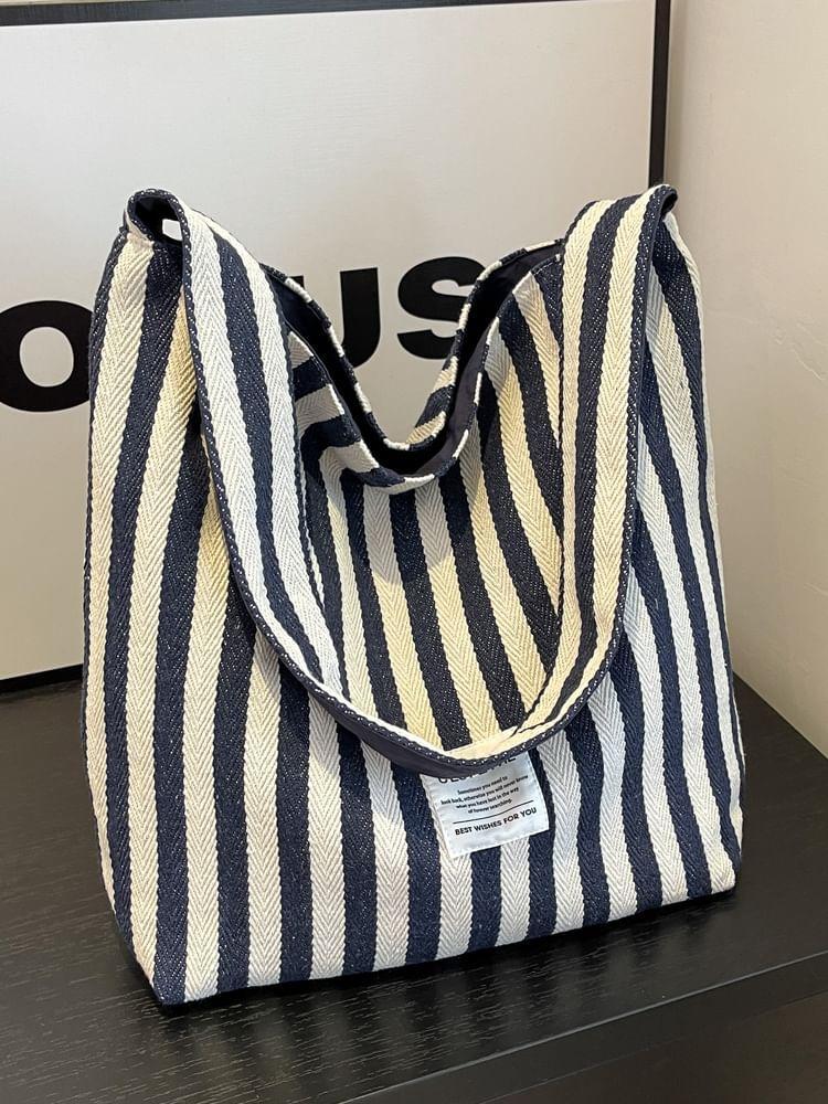 Striped Lettering Tote Bag Product Image