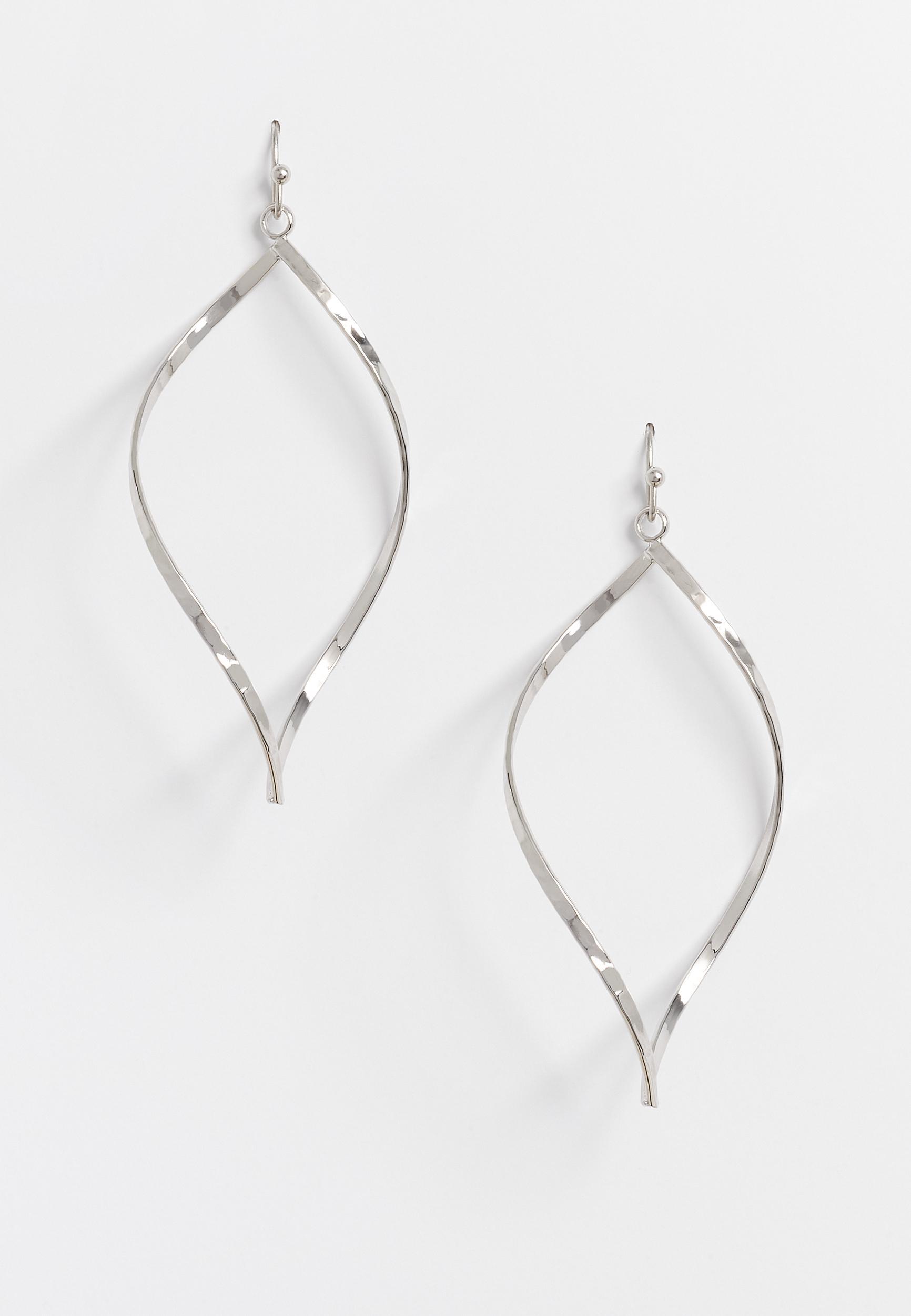 Maurices Womens Gold Twisted Drop Hoop Earrings Product Image