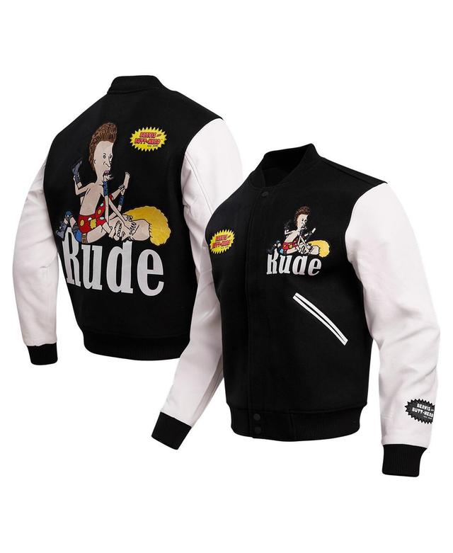 Mens Freeze Max Black Beavis and Butt-Head Rude Varsity Full Zip Jacket - Black Product Image