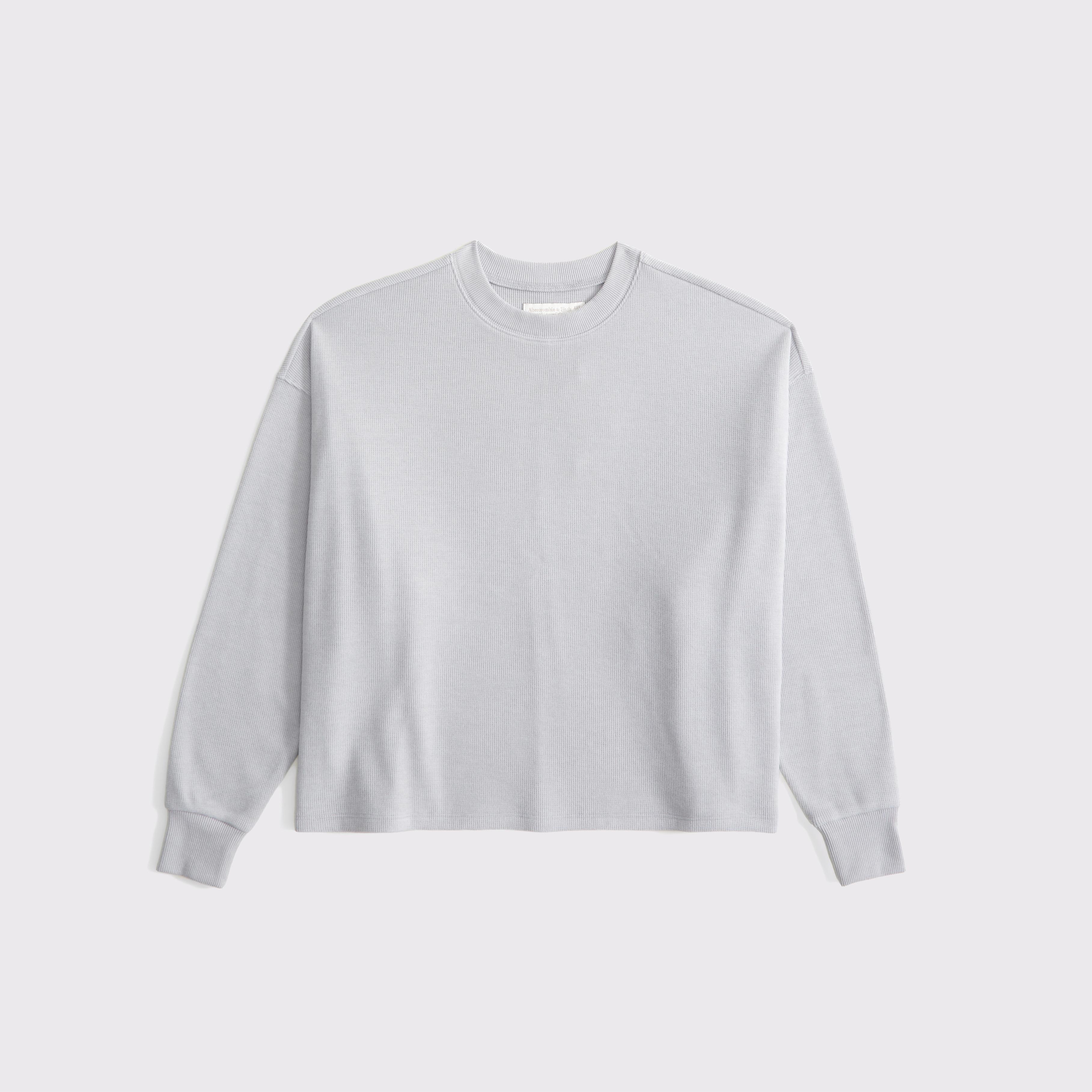 Long-Sleeve Oversized Lounge Waffle Tee Product Image