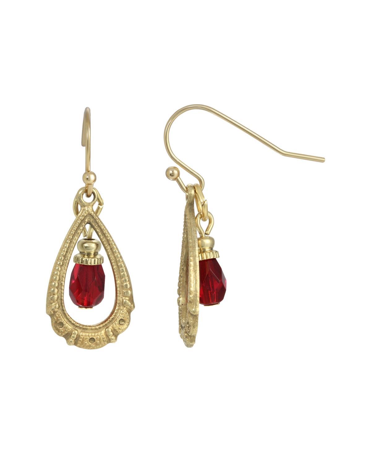 1928 Gold Tone Clear Bead Teardrop Wire Earrings, Womens Product Image