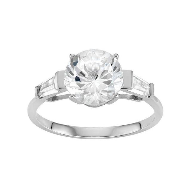 100 Facets of Love 10k White Gold Lab-Created White Sapphire Engagement Ring, Womens Product Image