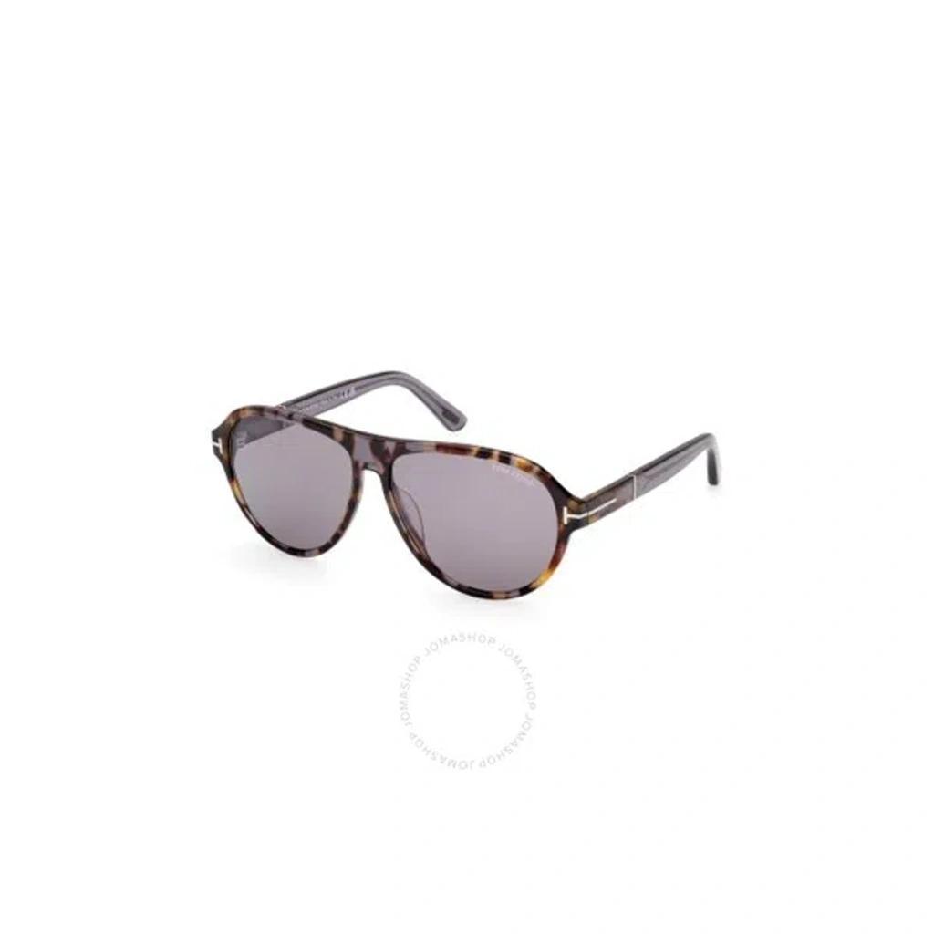 TOM FORD Quincy Smoke Mirror Pilot Men's Sunglasses Ft1080 55c 59 In Purple Product Image