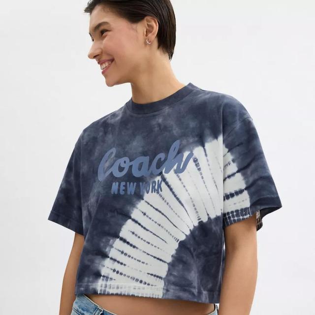 Tie Dye Cursive Signature Cropped T Shirt In Organic Cotton Product Image