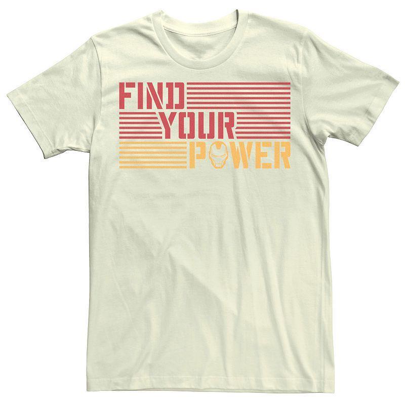 Mens Marvel Iron Man Find Your Power Striped Text Tee Med Grey Product Image