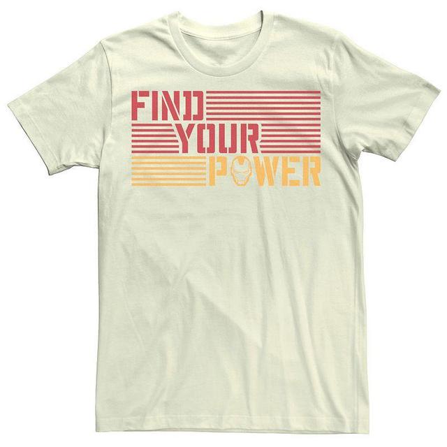 Mens Marvel Iron Man Find Your Power Striped Text Tee Athletic Grey Product Image