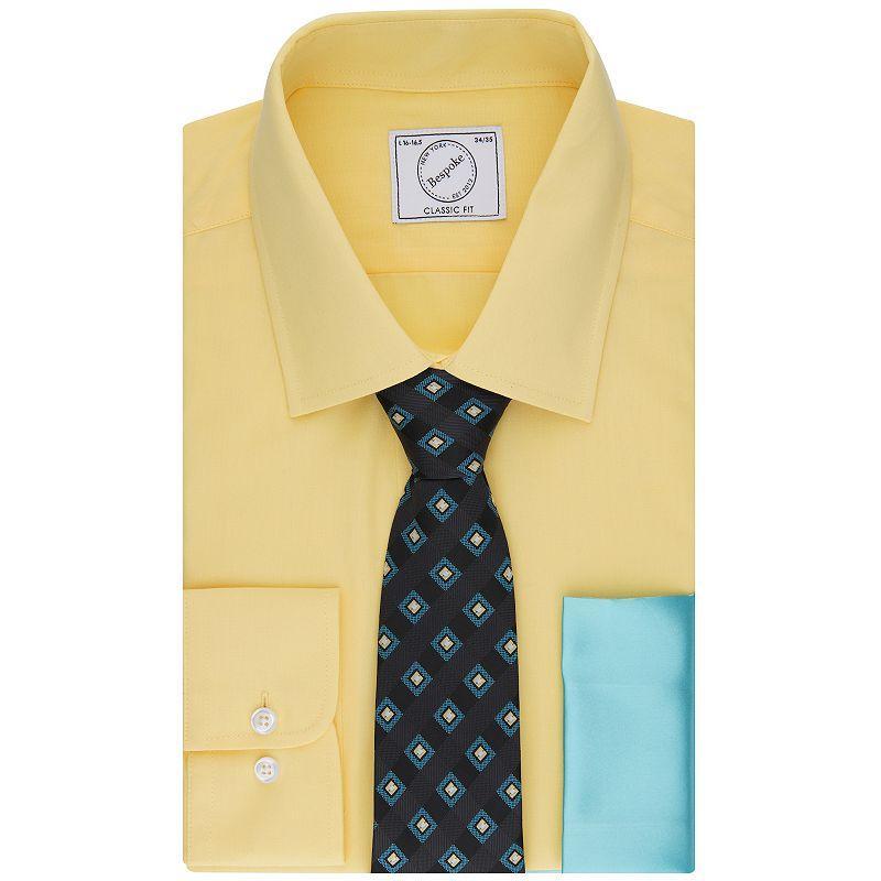 Mens Bespoke Classic-Fit Dress Shirt, Tie & Pocket Square Set Product Image