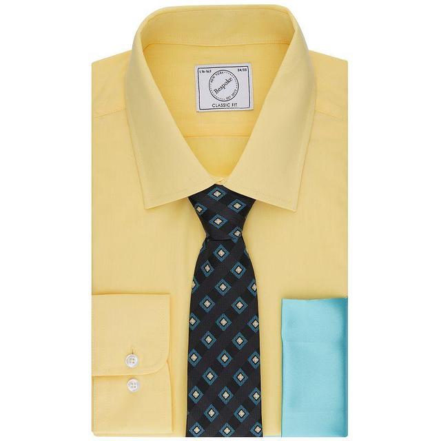 Mens Bespoke Classic-Fit Dress Shirt, Tie & Pocket Square Set Product Image