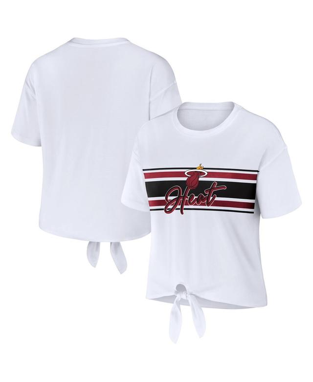 Womens Wear by Erin Andrews White Miami Heat Tie-Front T-shirt Product Image