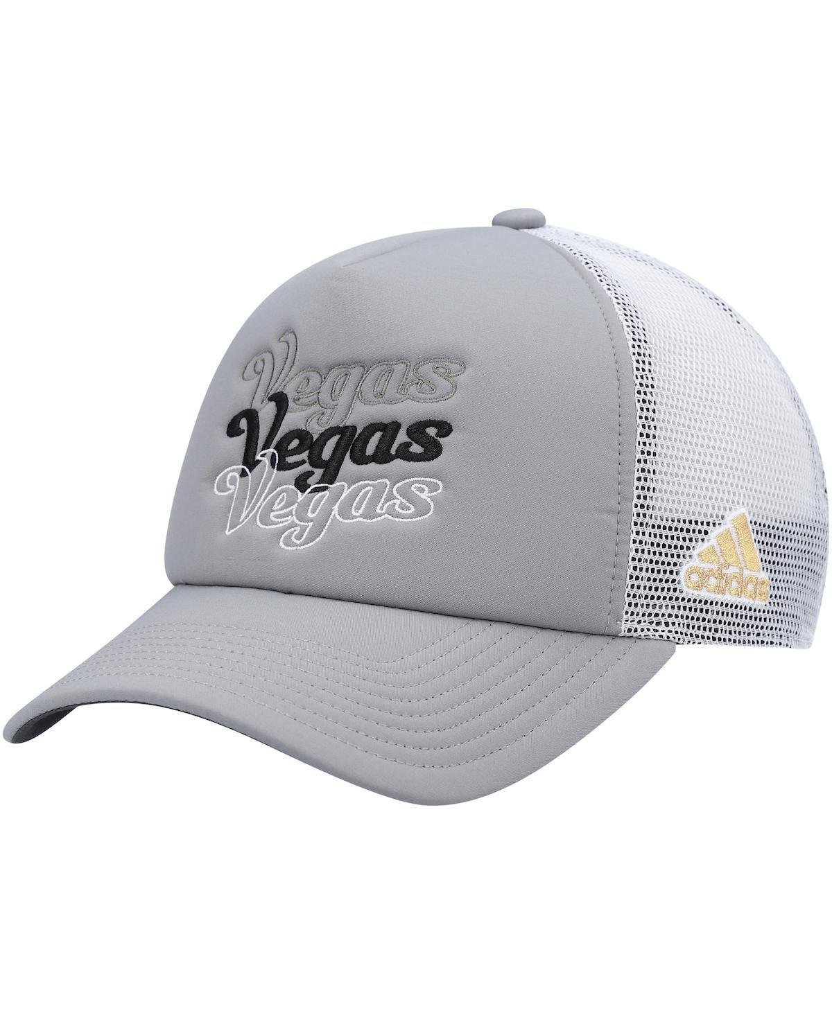 Womens adidas Gray/White Vegas Golden Knights Foam Trucker Snapback Hat Product Image