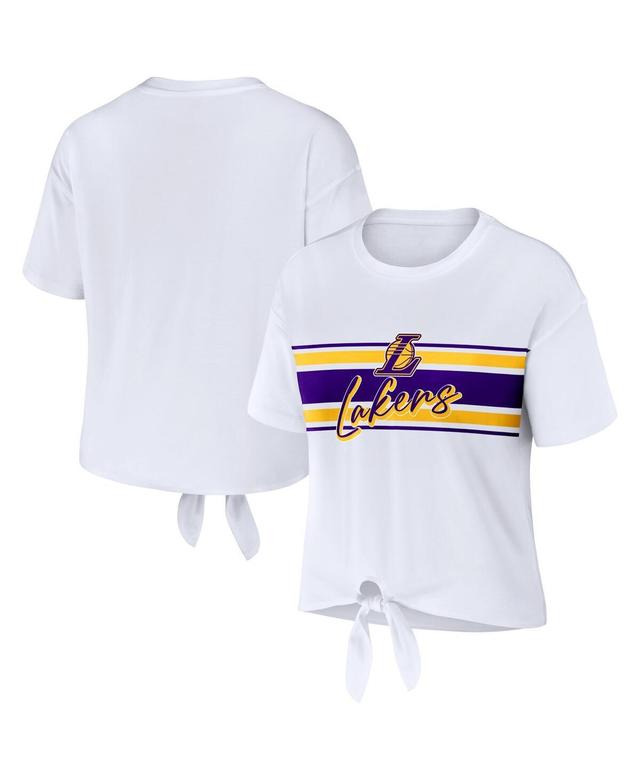 Womens Wear by Erin Andrews White Los Angeles Lakers Tie-Front T-shirt Product Image