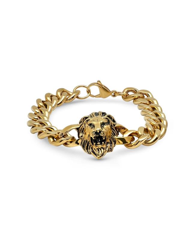 HMY JEWELRY 18K Gold Plated Stainless Steel Lion Head Bracelet in Yellow at Nordstrom Rack Product Image