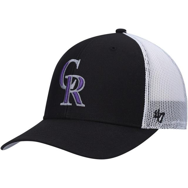 Mens 47 /White Colorado Rockies Primary Logo Trucker Snapback Hat Product Image