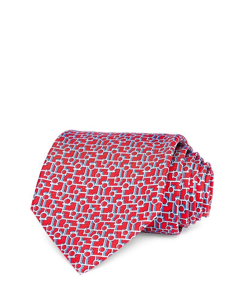 FERRAGAMO Men's Gancini-Print Silk Tie  - F.ROSSO Product Image