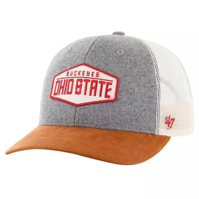 Mens 47 Heather Gray/Brown Ohio State Buckeyes Drover Trucker Adjustable Hat Product Image