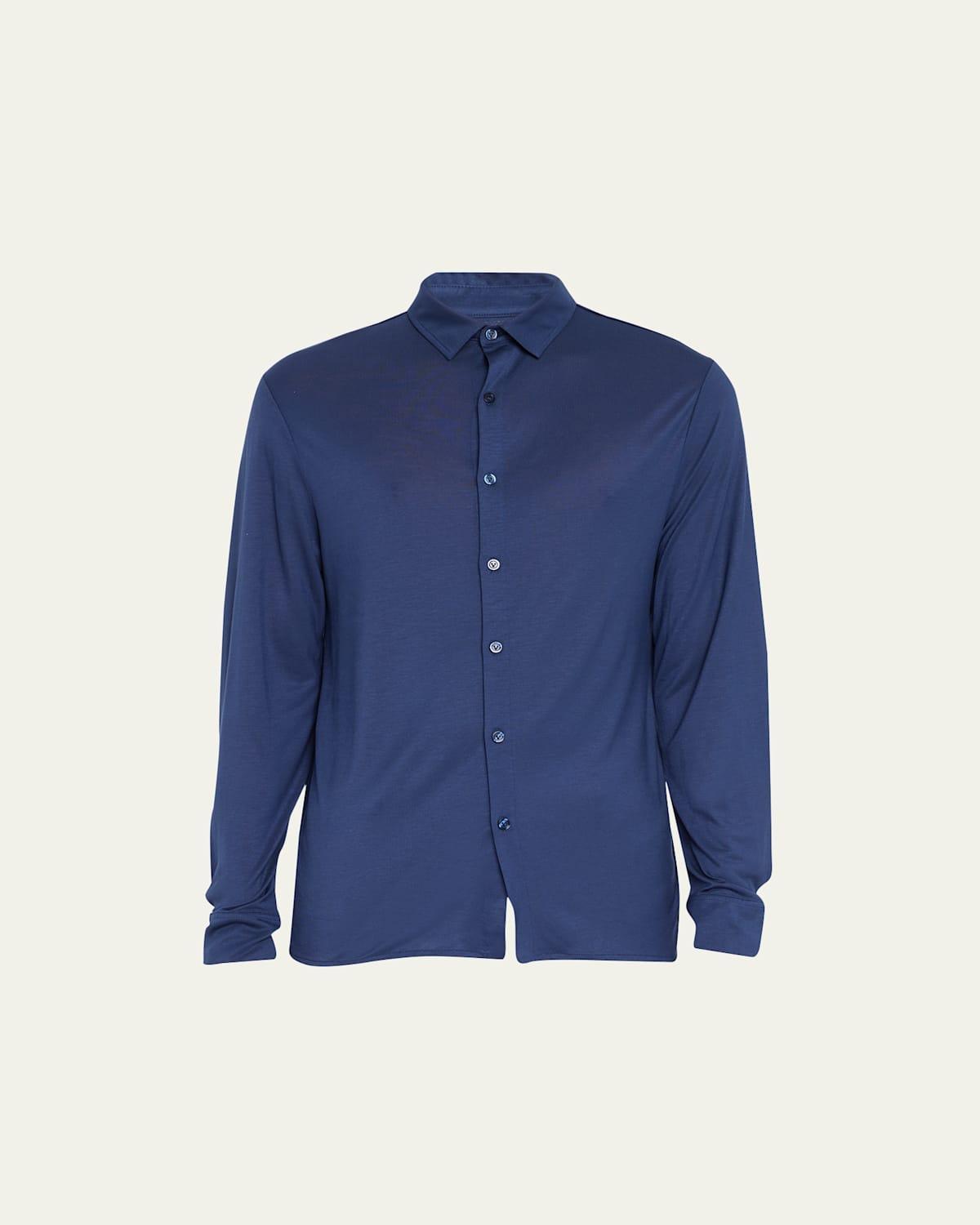 Vilebrequin Jersey Tencel Men Shirt - Shirt - Calandre - Blue - Size 4XL - Vilebrequin Product Image