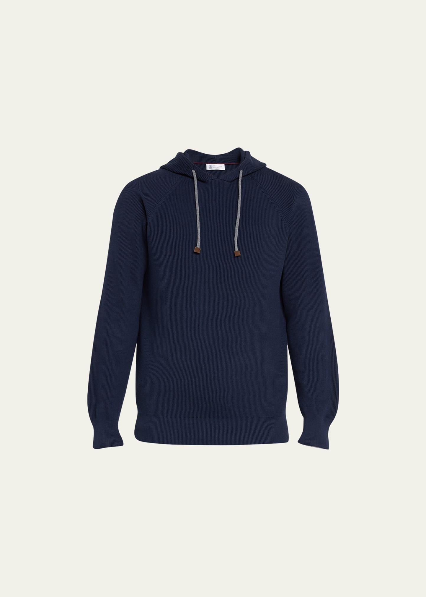 Mens Cotton Ribbed Pullover Hoodie Product Image