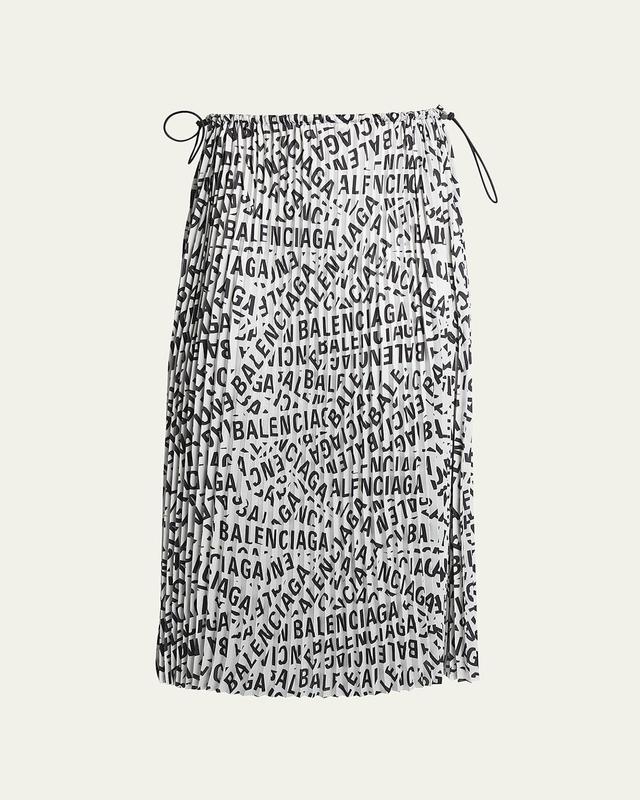 Logo Strips Print Pleated Midi Skirt Product Image