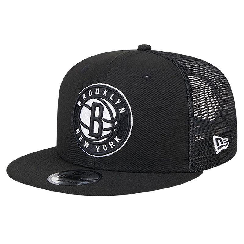 Mens New Era Black Brooklyn Nets Evergreen Meshback 9FIFTY Snapback Hat Product Image