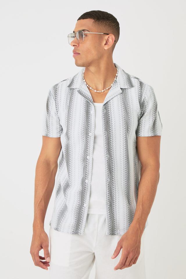 Open Stitch Sheer Stripe Shirt | boohooMAN USA Product Image