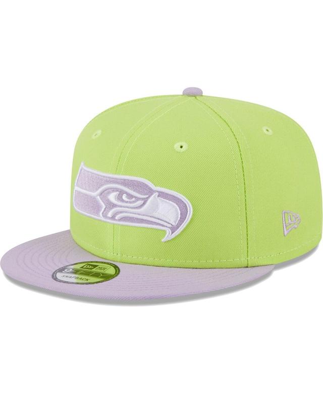 Mens New Era Neon Green/Lavender Seattle Seahawks Two-Tone Color Pack 9FIFTY Snapback Hat Product Image