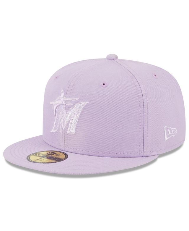 Mens New Era Lavender Miami Marlins 2023 Spring Color Basic 59FIFTY Fitted Hat Product Image