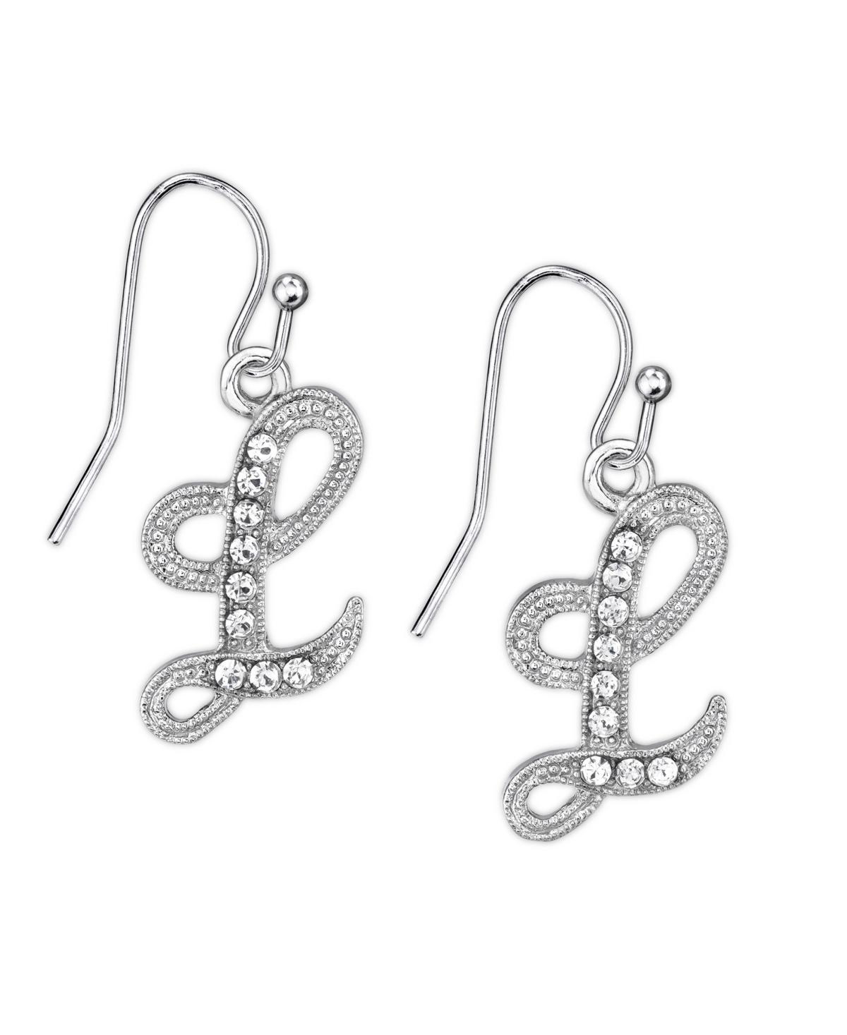 2028 Silver Tone Crystal Initial Wire Earring Product Image