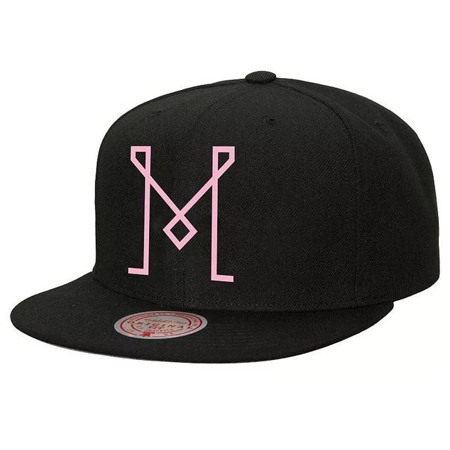 Mens Mitchell & Ness Black Inter Miami Cf Logo Snapback Hat Product Image