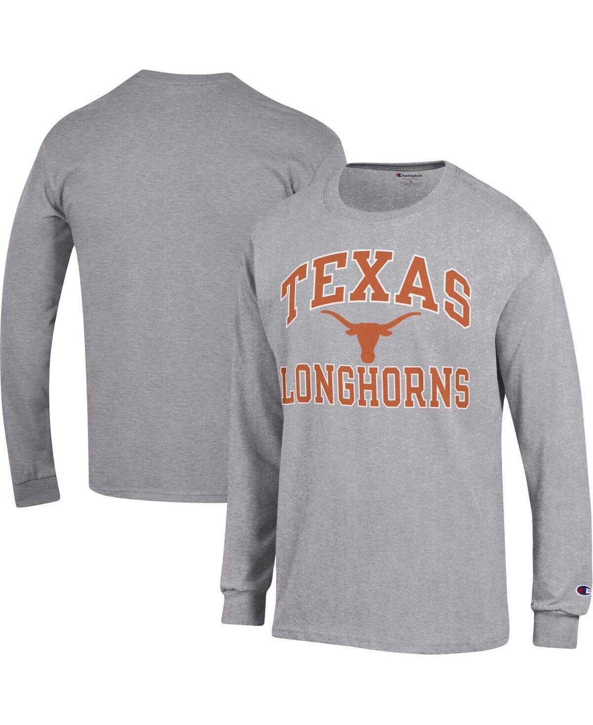 Mens Champion Heather Gray Texas Longhorns High Motor Long Sleeve T-Shirt Product Image