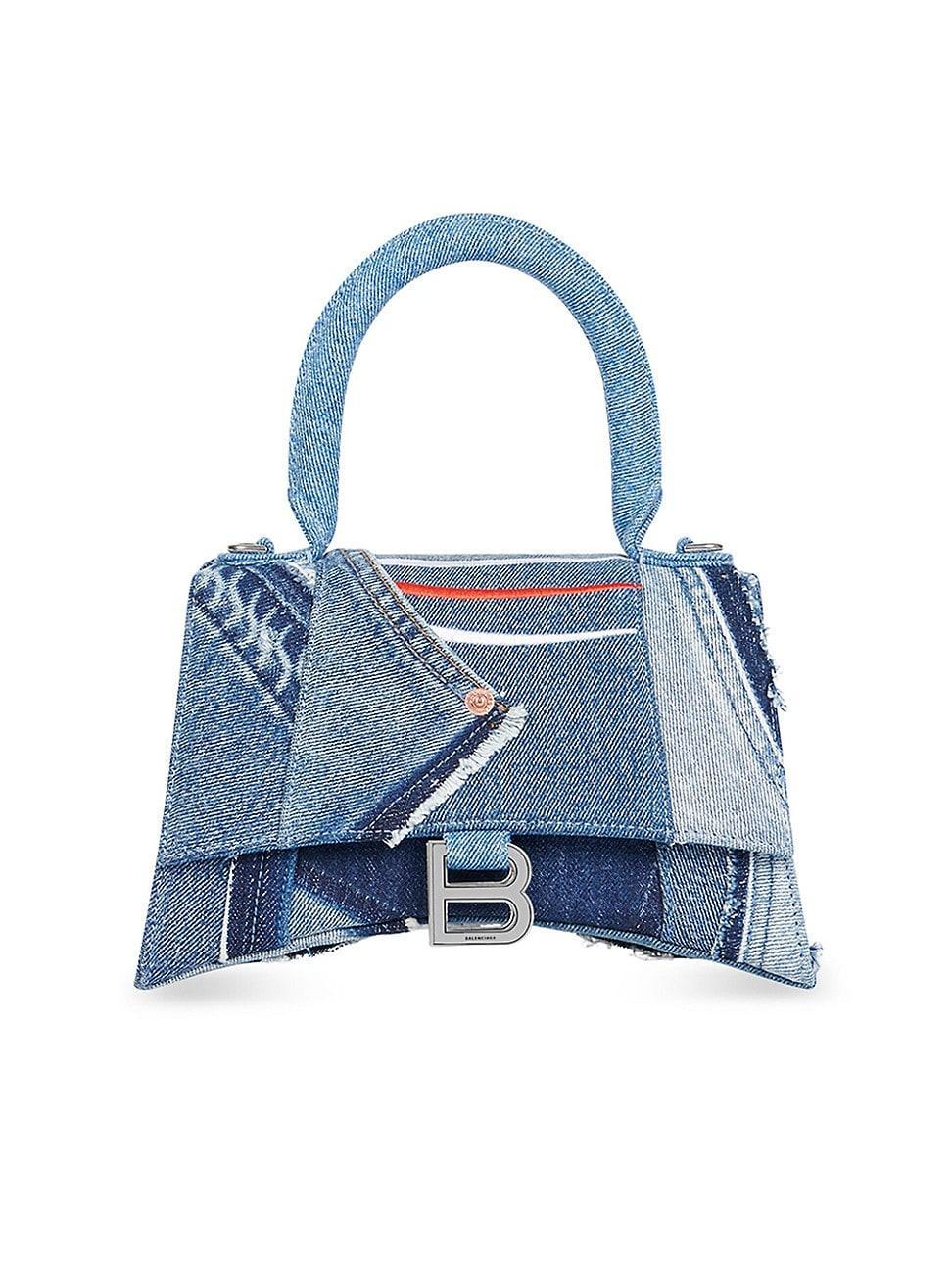 Womens Hourglass Small Handbag In Denim Product Image