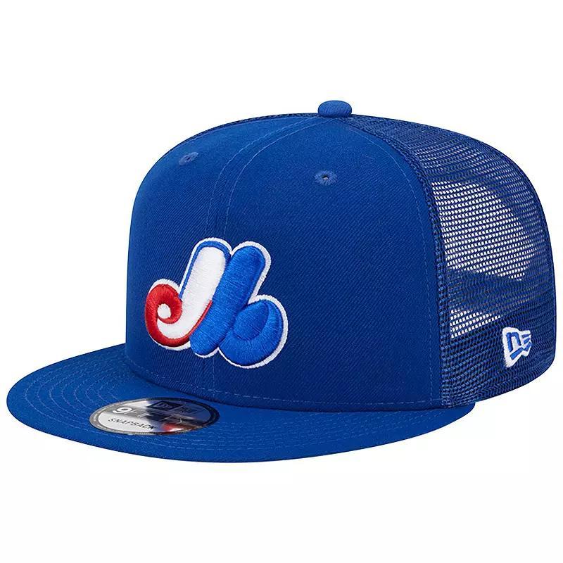 Mens New Era Royal Montreal Expos Cooperstown Collection Team Color Trucker 9FIFTY Snapback Hat Product Image