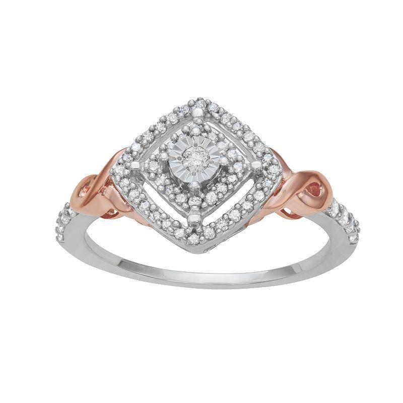 HDI Two Tone Sterling Silver 1/4 Carat T.W. Diamond Ring, Womens Product Image