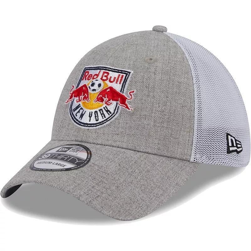 Mens New Era Heather Gray/White New York Red Bulls 39THIRTY Trucker Flex Hat Product Image