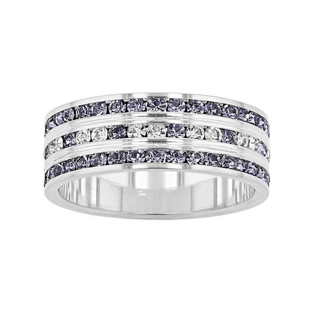 Traditions Jewelry Company Sterling Silver Gray & Clear Crystal Three Row Ring, Womens Purple Product Image