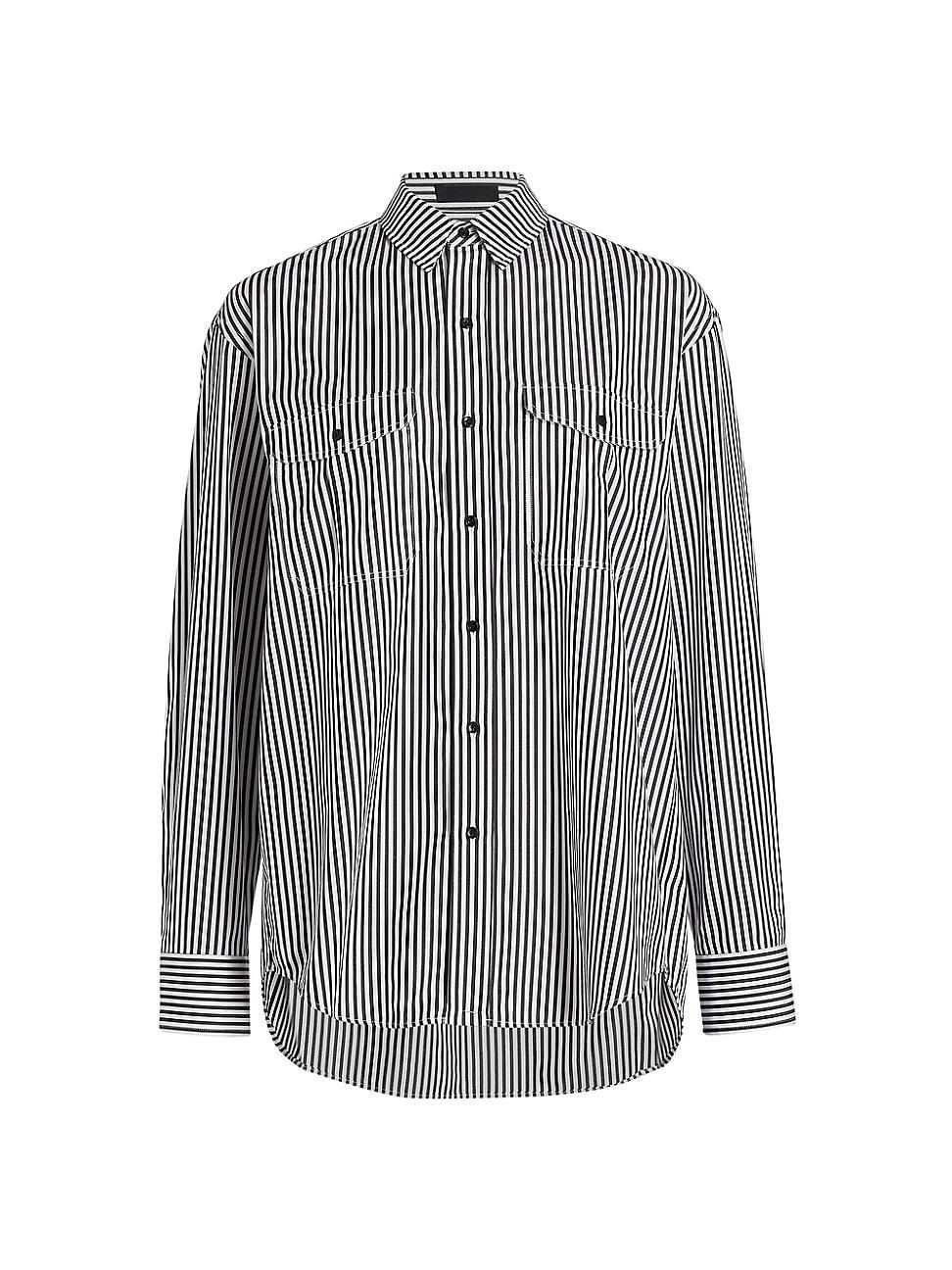 Womens Oversized Striped Poplin Shirt Product Image