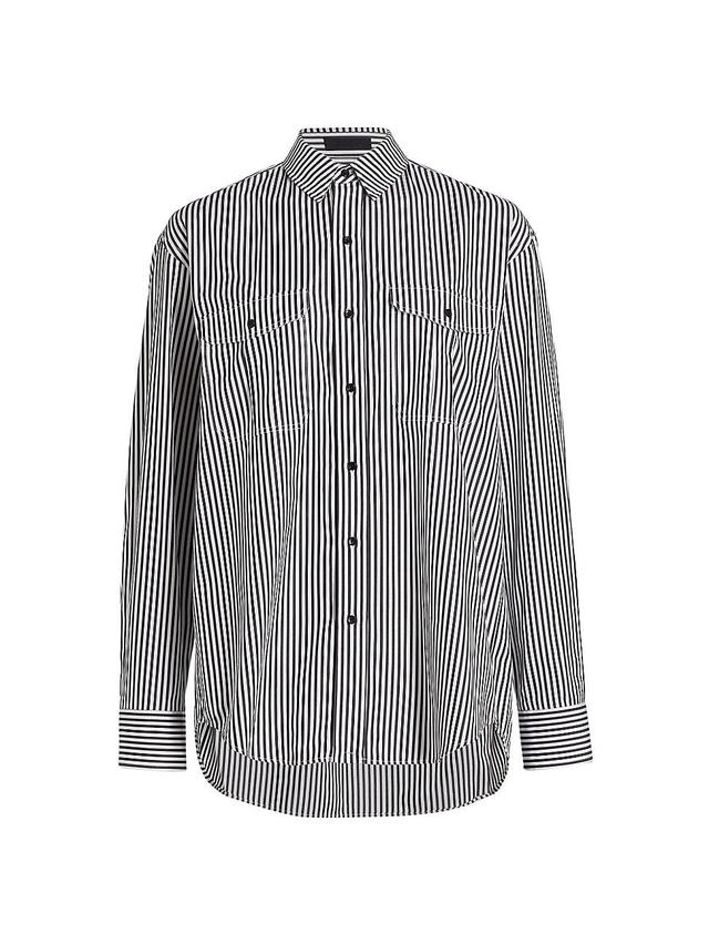 Womens Oversized Striped Poplin Shirt Product Image