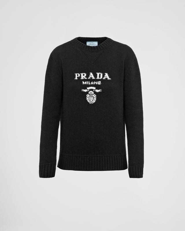 Cashmere and wool Prada logo crew-neck sweater Product Image