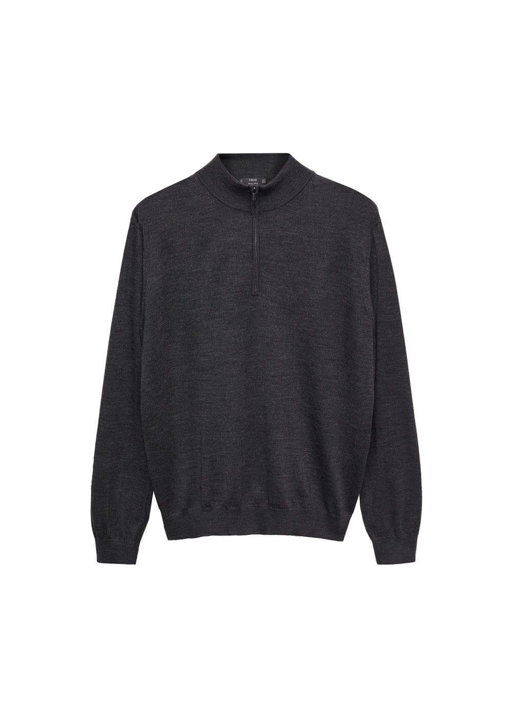 MANGO MAN - Zipped high collar sweater forest greenMen Product Image