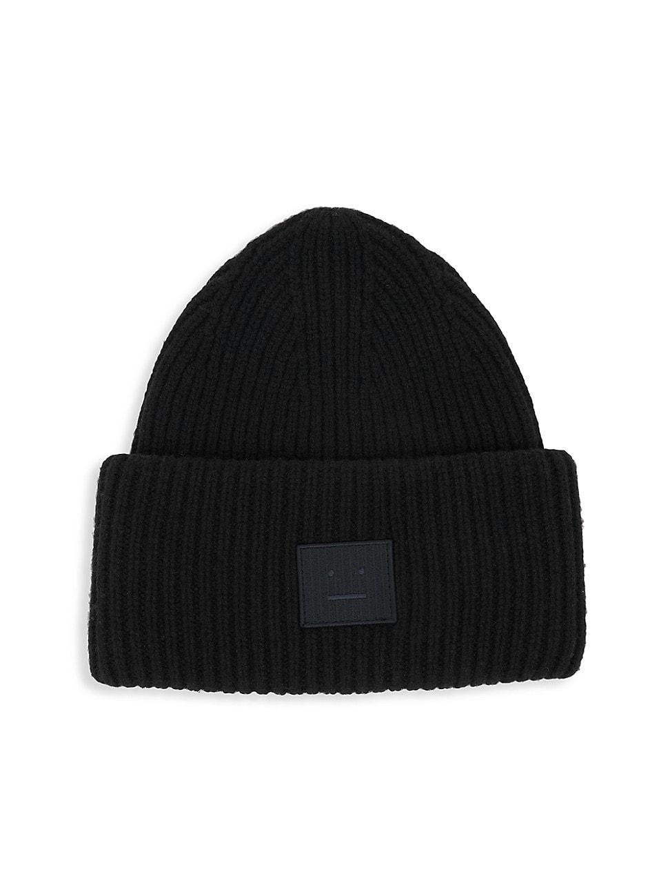 Acne Studios Pansy Face Patch Rib Wool Beanie Product Image