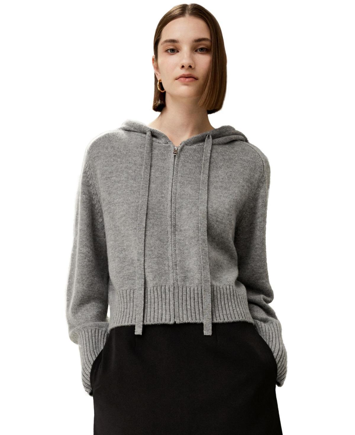 Lilysilk Womens Short Zip-Up Wool Cashmere Hoodie for Women Product Image