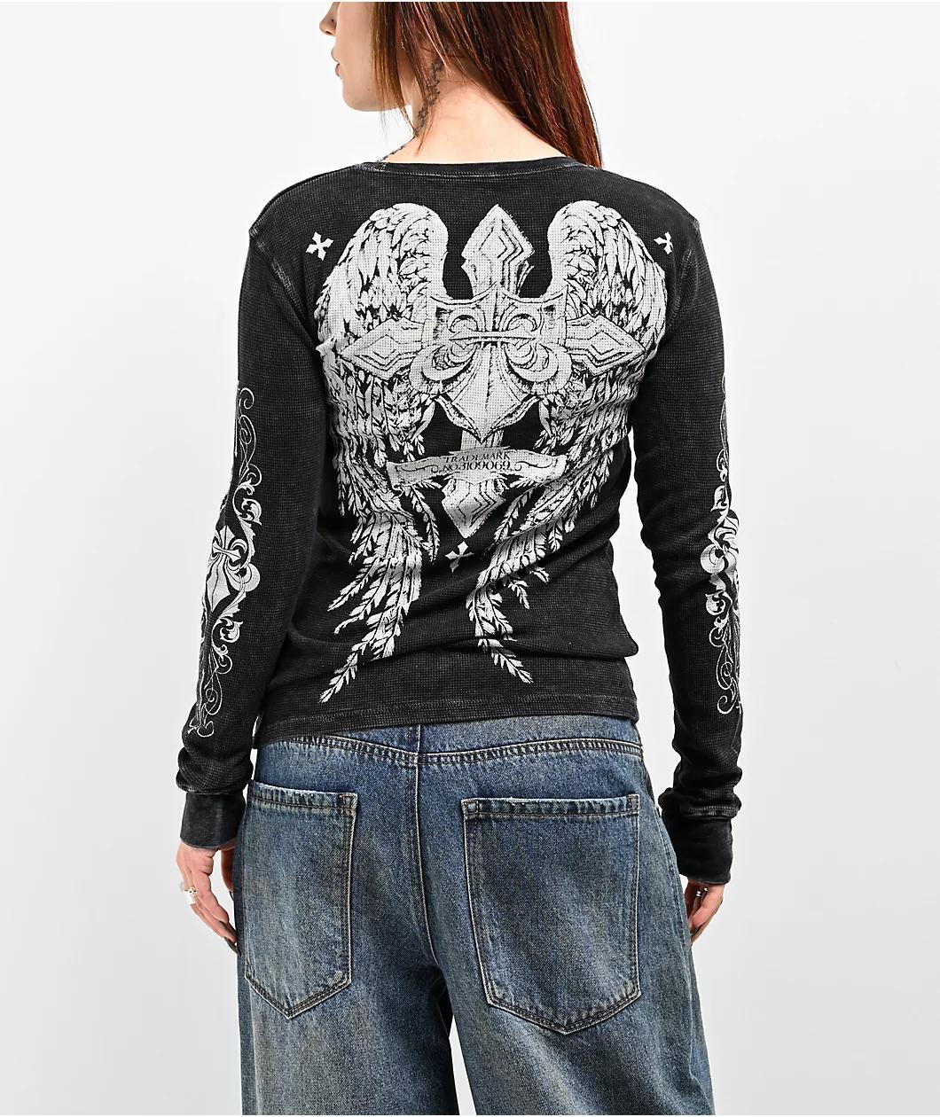 Affliction Simulation Black Thermal Long Sleeve T-Shirt Product Image